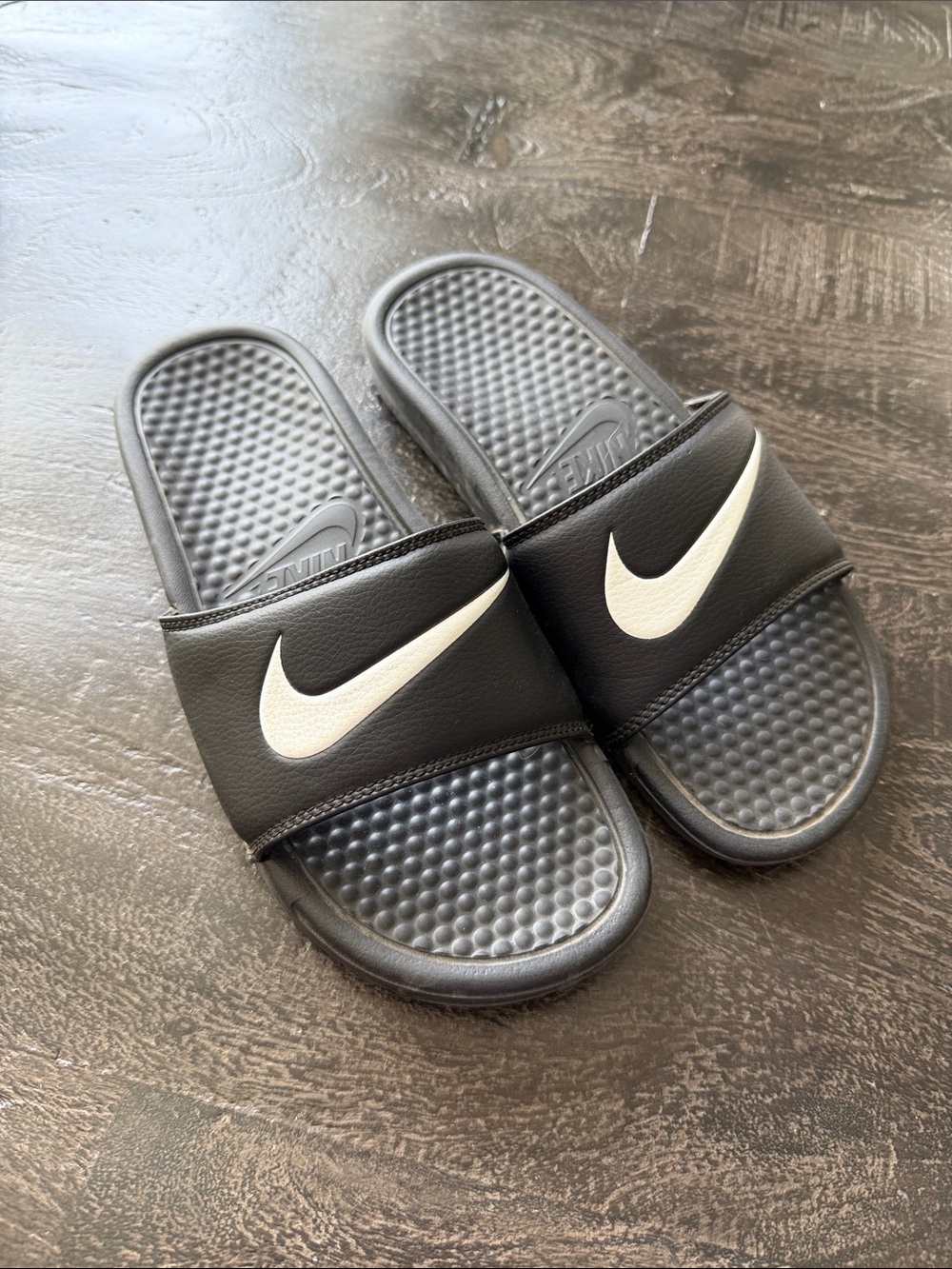 Nike Black and White Slide Sandals
